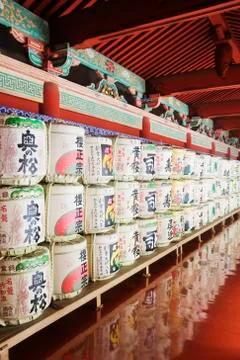 Sake Barrel Display Stock Photos