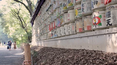 Sake barrels Stock Footage 121576077