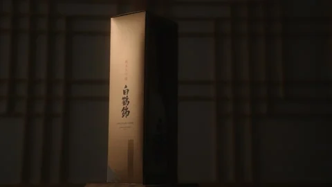 Sake bottle turning alcool light effect Stock Footage 164523173