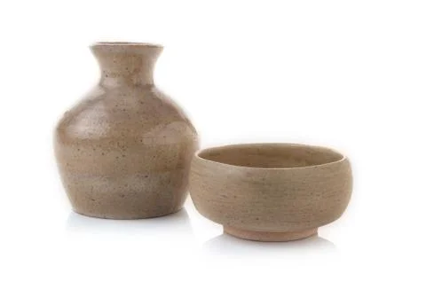 Sake bottle on white background Foto stock
