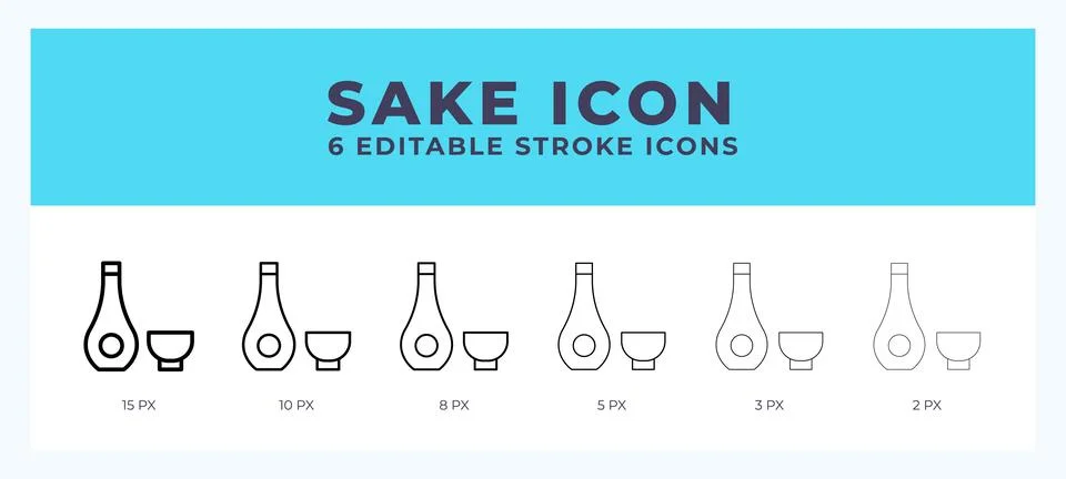 Sake icon symbol. Isolated. Vector illustration with editable stroke. Stock Illustration