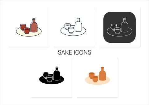 Sake icons set Stock Illustration