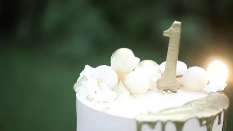 Сake with the number one for the first birthday Stock Footage 131404339