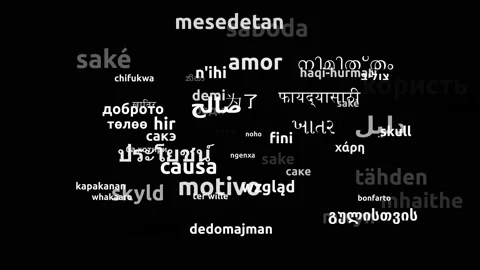 Sake Translated in 64 Worldwide Languages Endless Looping 3d Zooming Wordclou Video stock 145196894
