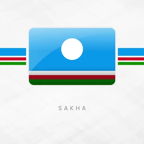 Sakha Republic Waving Flag Button Icon, Yakutia National Symbol 3D Illustra.. Video stock 332066510