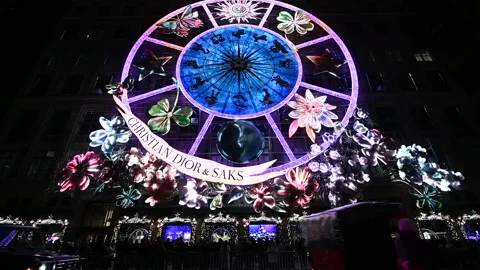 Saks Fifth Avenue Holiday Light Show in Stock Video Pond5