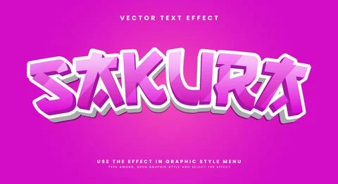 Sakura 3D editable text effect Illustrazione stock