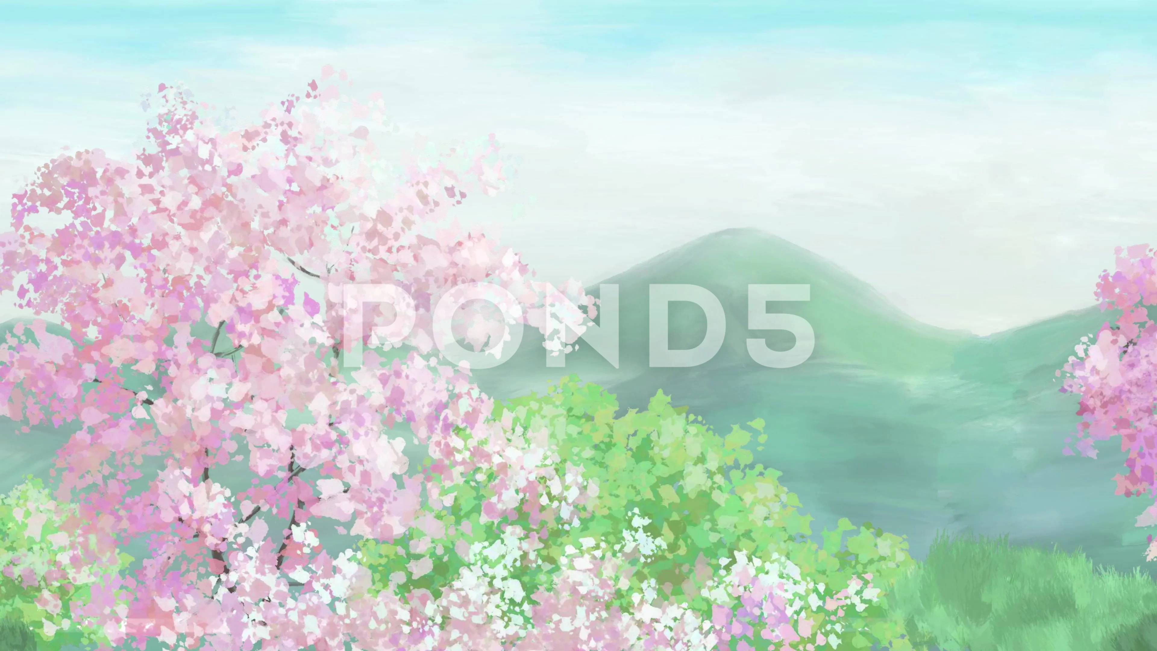 Sakura bloom cartoon animation moving an... | Stock Video | Pond5