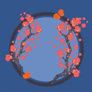 Sakura blooming branch Stock Illustration
