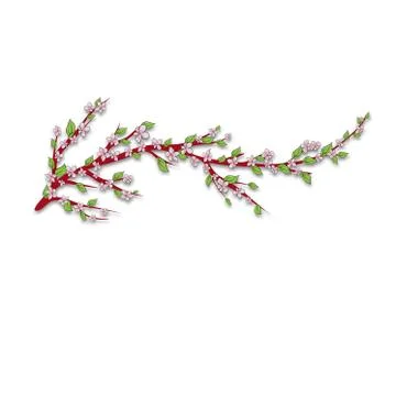 Sakura branch. Isolated on white background. Vector illustration. Hand drawin Stock Illustration