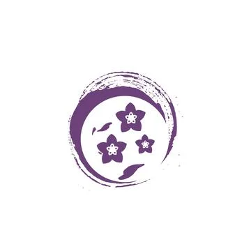 Sakura brush art style vector logo and icon Stock Illustration