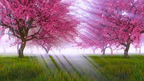 Sakura cherry blossom and falling petals slow motion 4K Stock Footage 103086893
