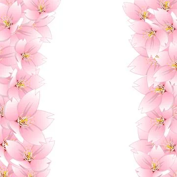 Sakura Cherry Blossom Border Stock Illustration