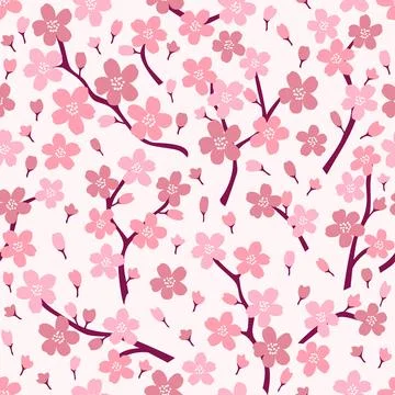 Sakura Cherry blossom seamless pattern Vector Illustrazione stock