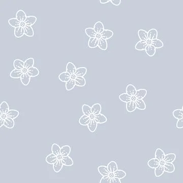 Sakura cherry flower spring line seamless pattern Stock Illustration