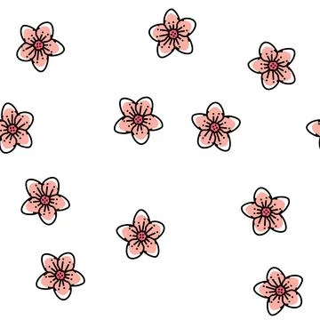 Sakura cherry flower spring vector seamless pattern Illustrazione stock