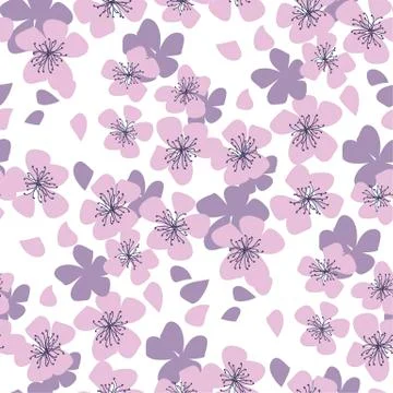 Sakura cherry seamless pattern in pastel colors Stock Illustration