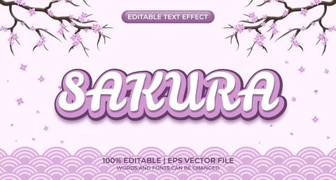 Sakura - editable text effect, font style. Sakura text effect template with.. Illustrazione stock