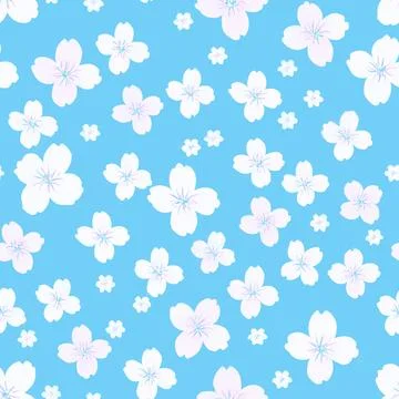 Sakura flower blossom seamless pattern. Japanese cherry small flowers, floral Illustrazione stock