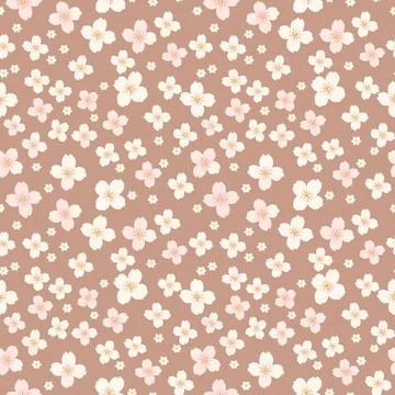 Sakura flower blossom seamless pattern. Japanese cherry small flowers, floral Illustrazione stock