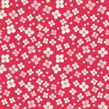 Sakura flower blossom seamless pattern. Japanese cherry small flowers, floral Illustrazione stock