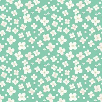 Sakura flower blossom seamless pattern. Japanese cherry cute small flowers,.. Illustrazione stock