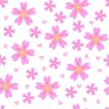 Sakura flower on blue background vector illustration. Cute floral print. Stock Illustration