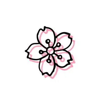 Sakura flower doodle icon, vector illustration Stock Illustration