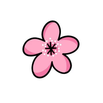 Sakura flower doodle icon, vector color illustration Stock Illustration
