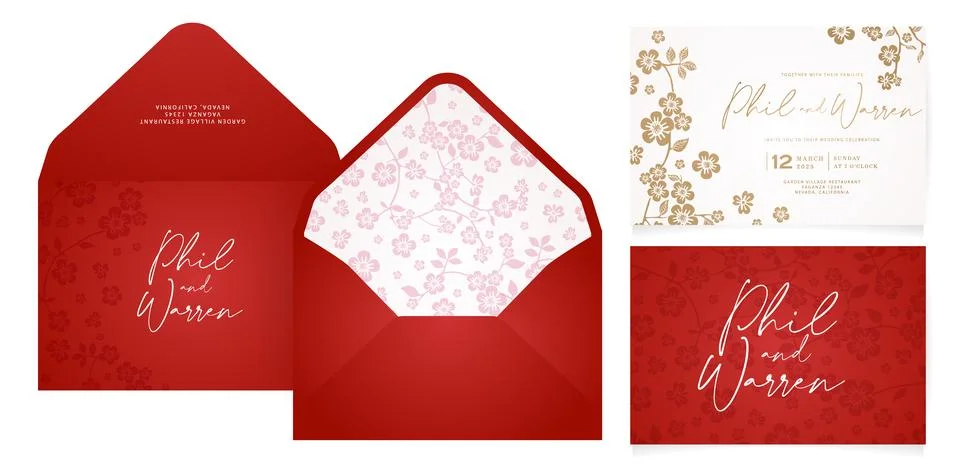 Sakura flower Envelope Set Stock Illustration