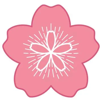 Sakura flower. Flat style vector illustration of cherry flower isolated on white Stock Illustration