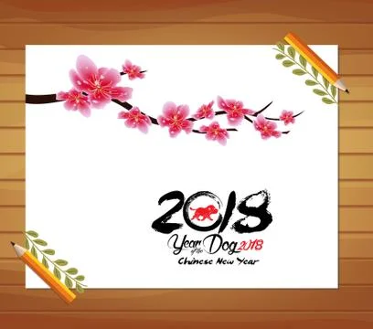 Sakura flowers background. Cherry blossom isolated white background. Year of  Stock Illustration