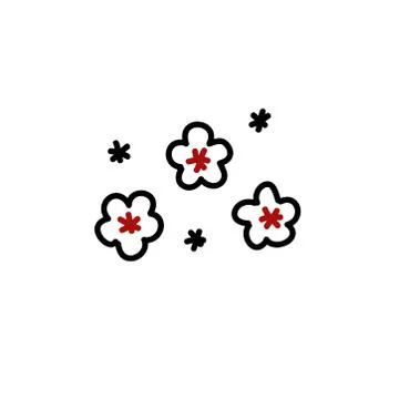 Sakura flowers doodle icon, vector color illustration Stock Illustration