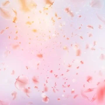 Sakura flying downwind petals on wind. EPS 10 vector Stock Illustration
