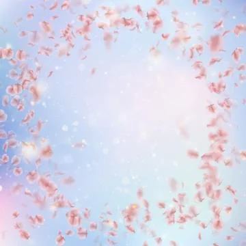 Sakura flying downwind petals on wind. EPS 10 vector Illustrazione stock