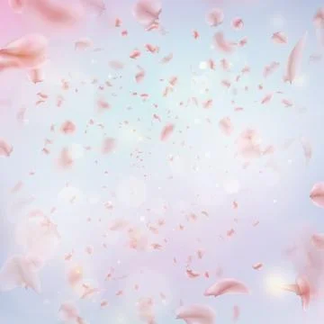 Sakura flying downwind petals on wind. EPS 10 vector Stock Illustration
