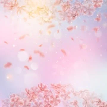 Sakura flying downwind petals on wind. EPS 10 vector Stock Illustration