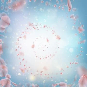 Sakura flying downwind petals on wind. EPS 10 vector Illustrazione stock