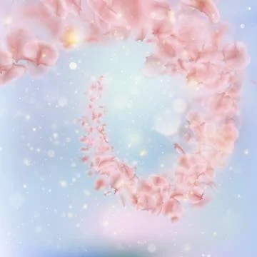 Sakura flying downwind petals on wind. EPS 10 vector Stock Illustration