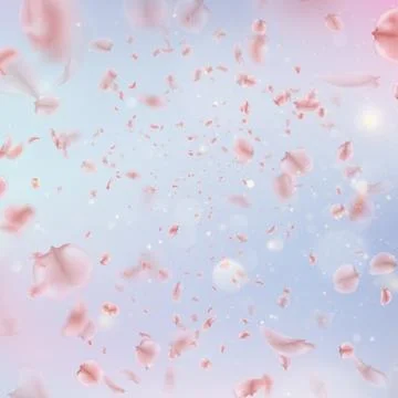 Sakura flying downwind petals on wind. EPS 10 vector Stock Illustration