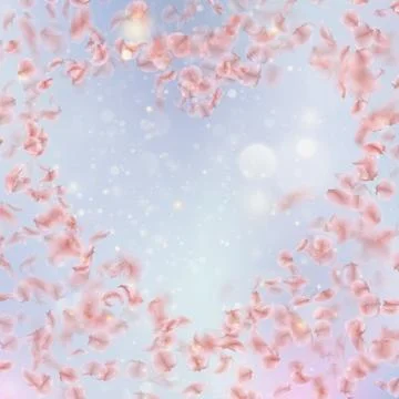 Sakura flying downwind petals on wind. EPS 10 vector Illustrazione stock