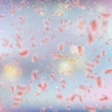 Sakura flying downwind petals on wind. EPS 10 vector Stock Illustration