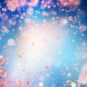 Sakura flying downwind petals on wind. EPS 10 vector Illustrazione stock