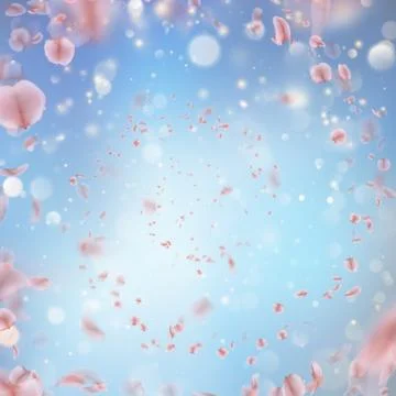 Sakura flying downwind petals on wind. EPS 10 vector Stock Illustration