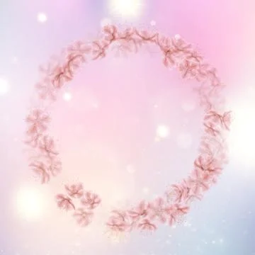 Sakura flying downwind petals on wind. EPS 10 vector Illustrazione stock