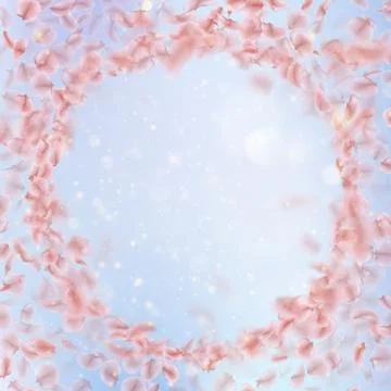 Sakura flying downwind petals on wind. EPS 10 vector Stock Illustration