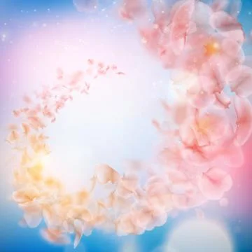 Sakura flying downwind petals on wind. EPS 10 vector Illustrazione stock