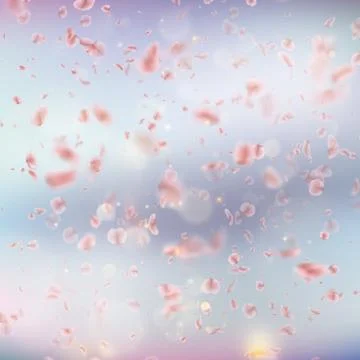 Sakura flying downwind petals on wind. EPS 10 vector Stock Illustration