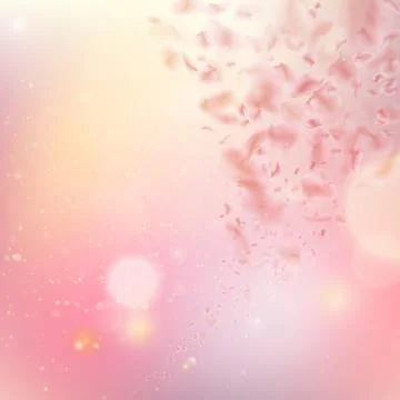 Sakura flying downwind petals on wind. EPS 10 vector Stock Illustration