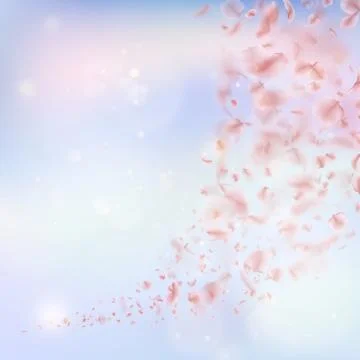 Sakura flying downwind petals on wind. EPS 10 vector Illustrazione stock